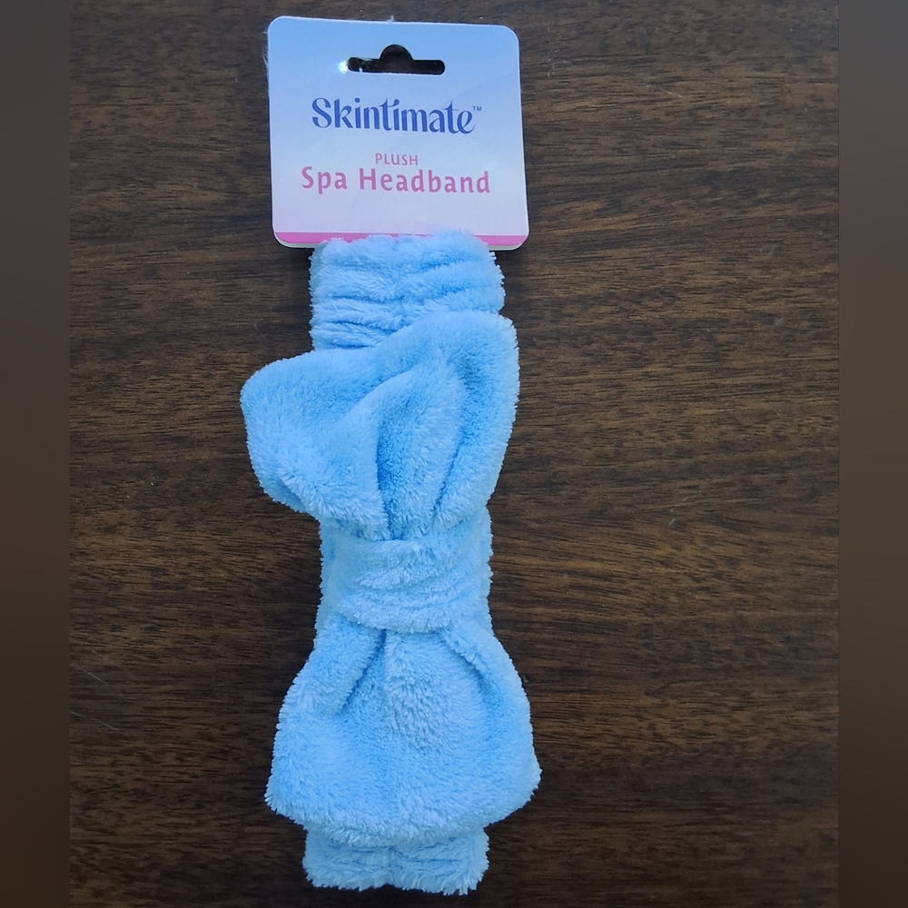 Skintimate Blue Bow Plush Spa Headband, New With Tag